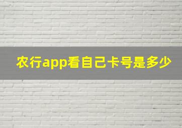 农行app看自己卡号是多少