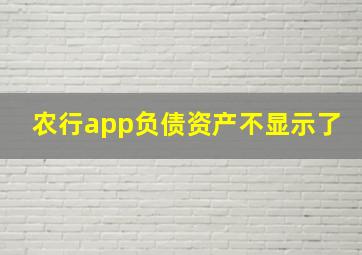 农行app负债资产不显示了