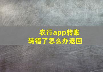 农行app转账转错了怎么办退回