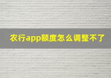 农行app额度怎么调整不了