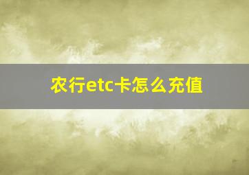 农行etc卡怎么充值