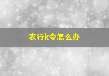 农行k令怎么办