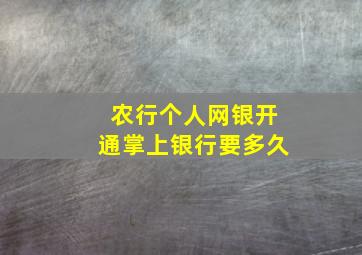 农行个人网银开通掌上银行要多久