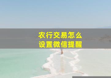 农行交易怎么设置微信提醒