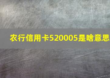 农行信用卡520005是啥意思