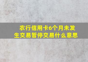 农行信用卡6个月未发生交易暂停交易什么意思