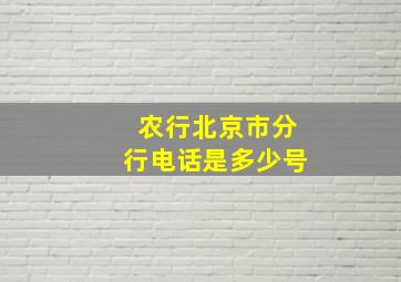 农行北京市分行电话是多少号