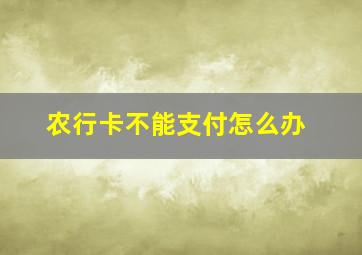 农行卡不能支付怎么办