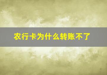 农行卡为什么转账不了