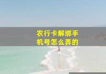 农行卡解绑手机号怎么弄的