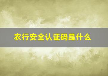 农行安全认证码是什么