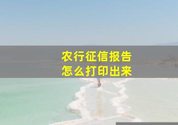 农行征信报告怎么打印出来