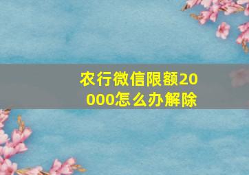 农行微信限额20000怎么办解除