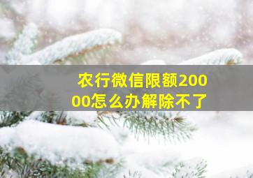 农行微信限额20000怎么办解除不了