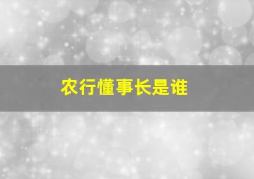 农行懂事长是谁