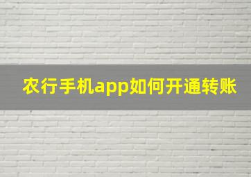 农行手机app如何开通转账