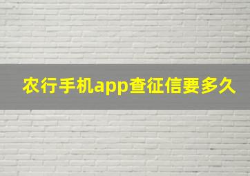 农行手机app查征信要多久