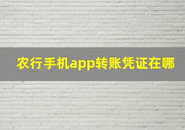 农行手机app转账凭证在哪