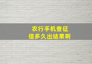 农行手机查征信多久出结果啊