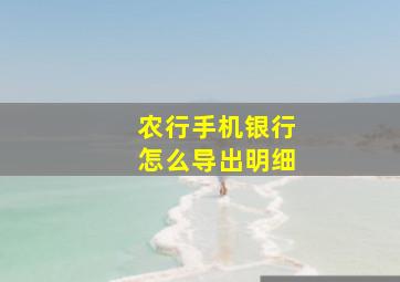 农行手机银行怎么导出明细