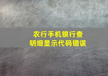 农行手机银行查明细显示代码错误