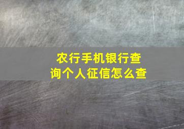 农行手机银行查询个人征信怎么查