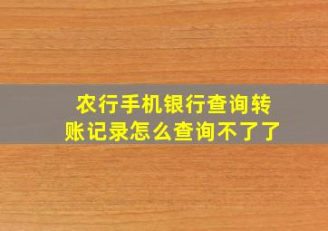 农行手机银行查询转账记录怎么查询不了了