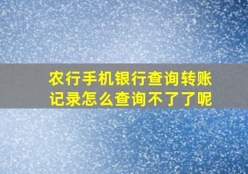 农行手机银行查询转账记录怎么查询不了了呢