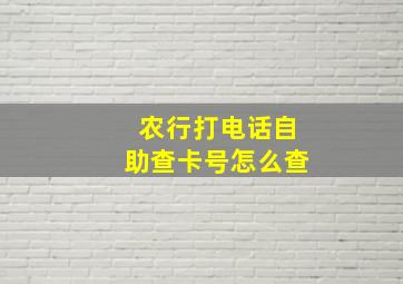 农行打电话自助查卡号怎么查