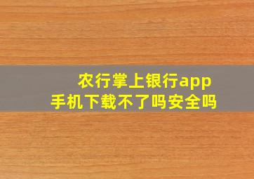 农行掌上银行app手机下载不了吗安全吗