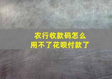 农行收款码怎么用不了花呗付款了