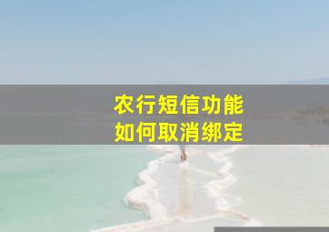 农行短信功能如何取消绑定