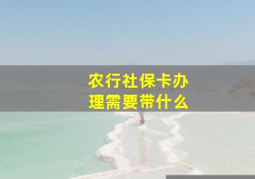 农行社保卡办理需要带什么