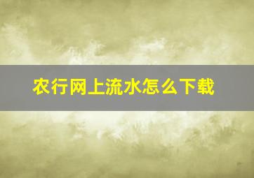 农行网上流水怎么下载