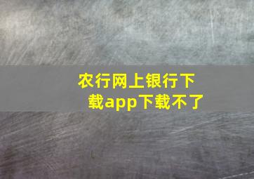 农行网上银行下载app下载不了