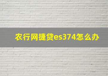 农行网捷贷es374怎么办