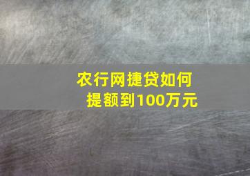 农行网捷贷如何提额到100万元