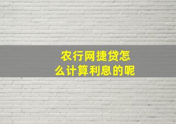 农行网捷贷怎么计算利息的呢