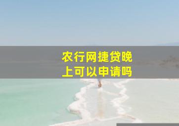 农行网捷贷晚上可以申请吗