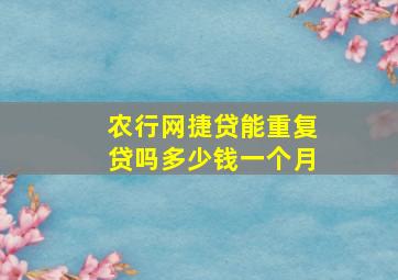 农行网捷贷能重复贷吗多少钱一个月