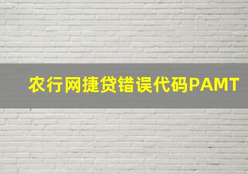 农行网捷贷错误代码PAMT