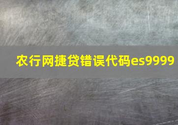 农行网捷贷错误代码es9999