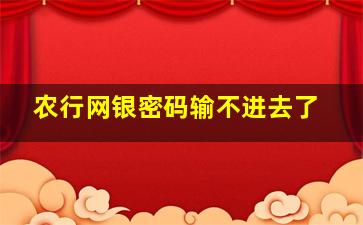 农行网银密码输不进去了