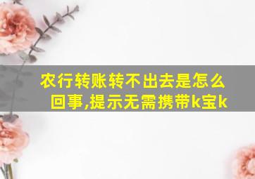 农行转账转不出去是怎么回事,提示无需携带k宝k