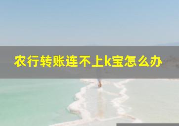 农行转账连不上k宝怎么办