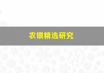 农银精选研究