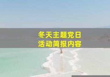 冬天主题党日活动简报内容