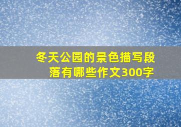 冬天公园的景色描写段落有哪些作文300字