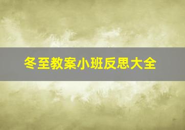 冬至教案小班反思大全