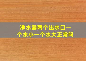 净水器两个出水口一个水小一个水大正常吗